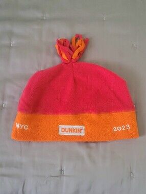 2023 NYC Marathon Dunkin' Starting Line Fleece Beanie - Pink and Orange